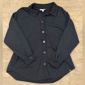 JoyLab Long Sleeve Button Down Shirt Black Shacket Super Soft Size Large